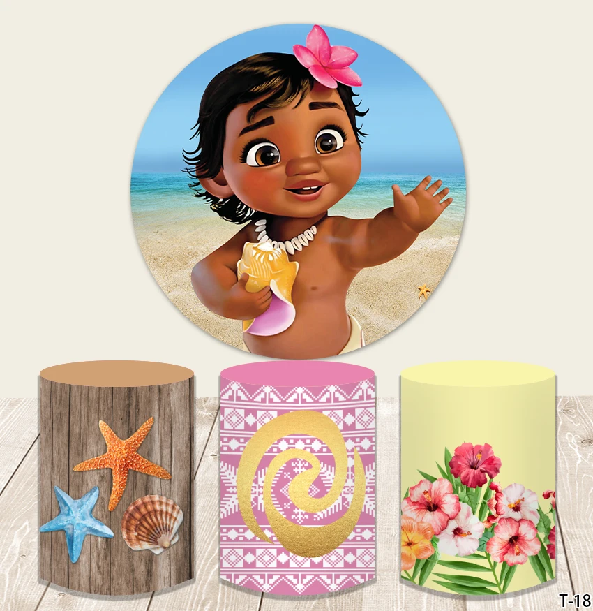 

Round Backdrop Baby Moana Princessfor Birthday Party Baby Shower Decorations Invitations Banner Wall Decor Photo Booth