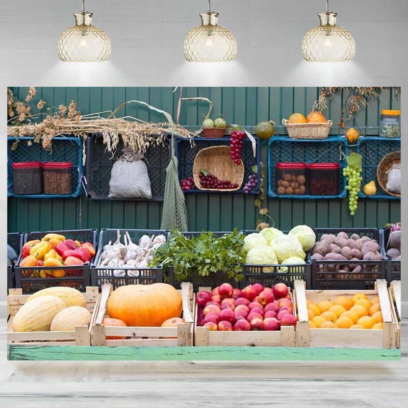 Фон для фотосъемки с изображением фермеров рынков овощей продуктов фруктов День