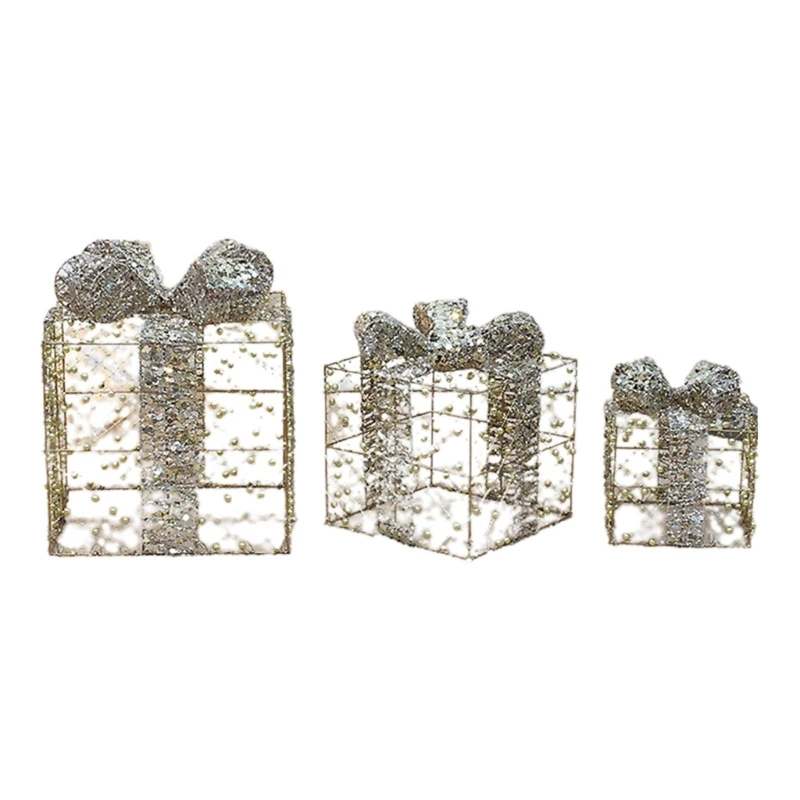 

Многофункциональная рождественская светящаяся светодиодная подарочная коробка с орнаментом 3 шт./компл.