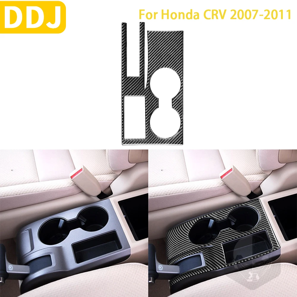 

For Honda CRV 2007-2011 Accessories Car Carbon Fiber Interior Water Cup Holder Panel Trim Sticker Decoration