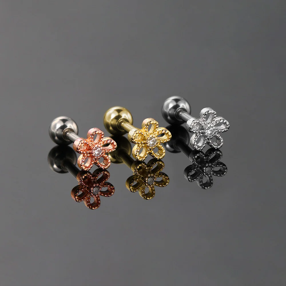 1PC полые сережки для девочек из розового золота цвета ослепительный кубический