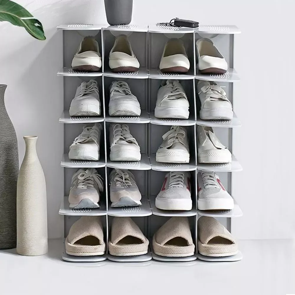

Foldable Wardrobe Shoe Storage Shoes Stand Organizers integral storage simple plastic double shoe rack rangement pour