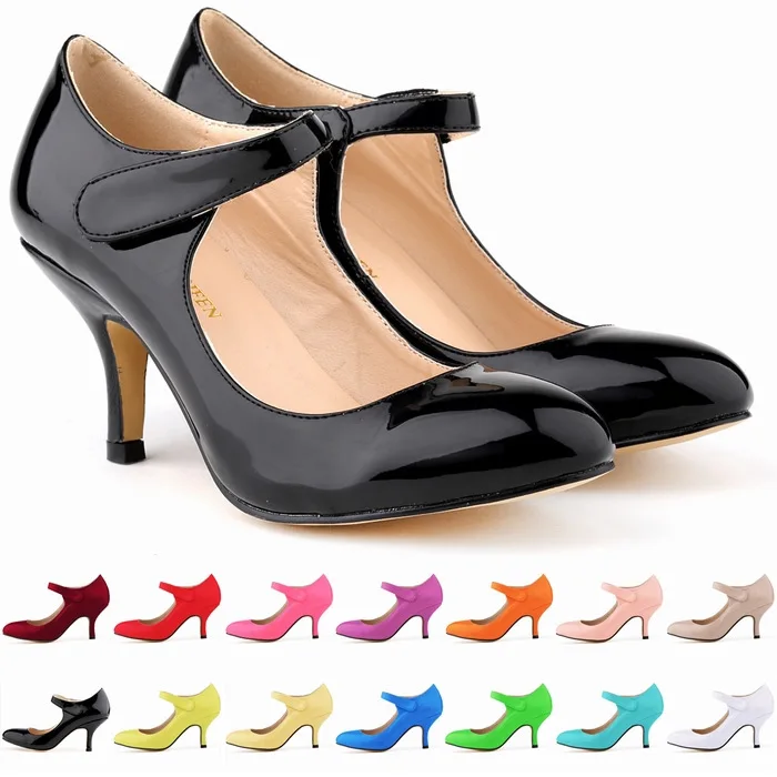 

LOSLANDIFEN Women Pumps Fashion PU Hook Loop 6CM Thin Heels Pointed Toe Candy color wedding Party basic OL Office Woman shoes