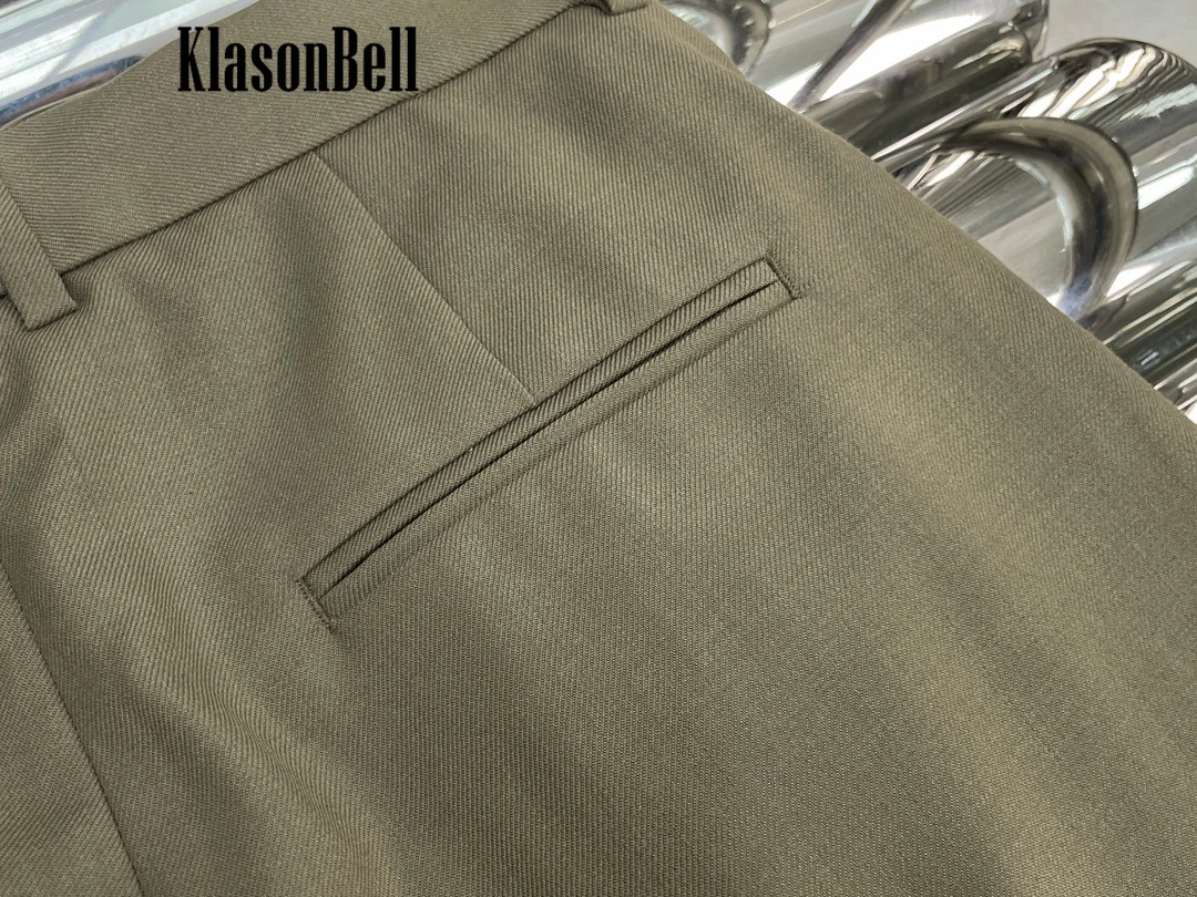 11.23 KlasonBell модные повседневные плиссированные шерстяные брюки с высокой талией