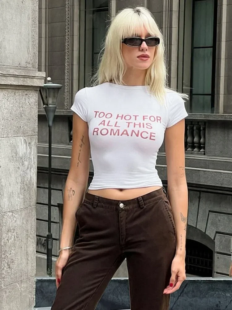 Белые уличные футболки с короткими рукавами для женщин одежда Y2k аксессуары