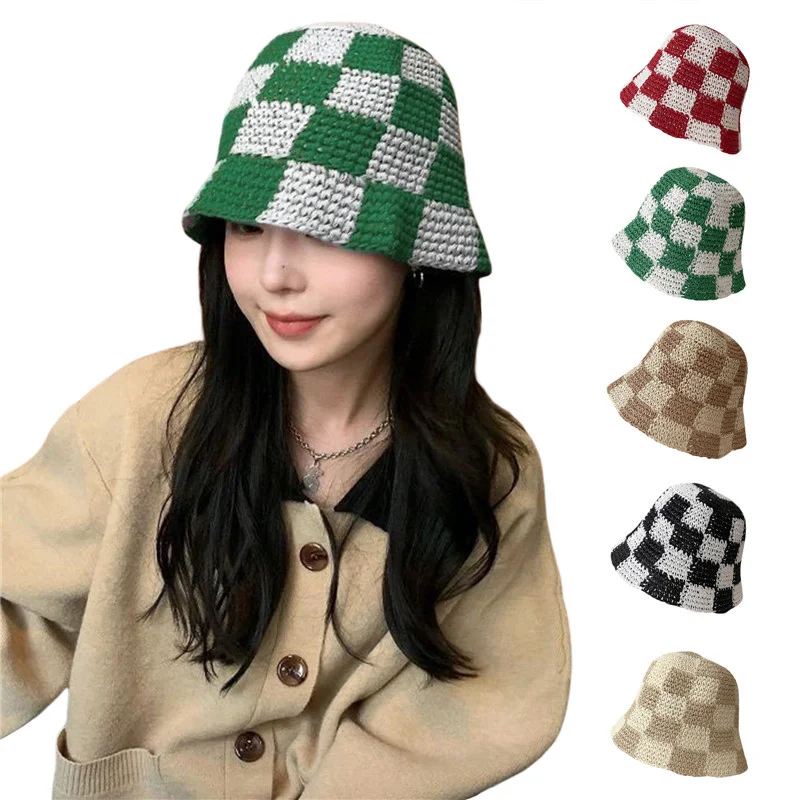 

Женская вязаная шапка в стиле бохо, цветная квадратная вязаная Панама, летняя плетеная Стильная кепка с отверстиями для рыбалки, модная шля...