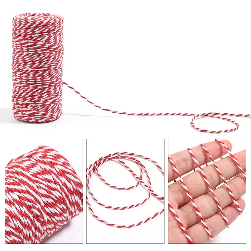 2 мм * 100 м красочная хлопковая веревка DIY ремесла украшения струнная для 2024 Navidad