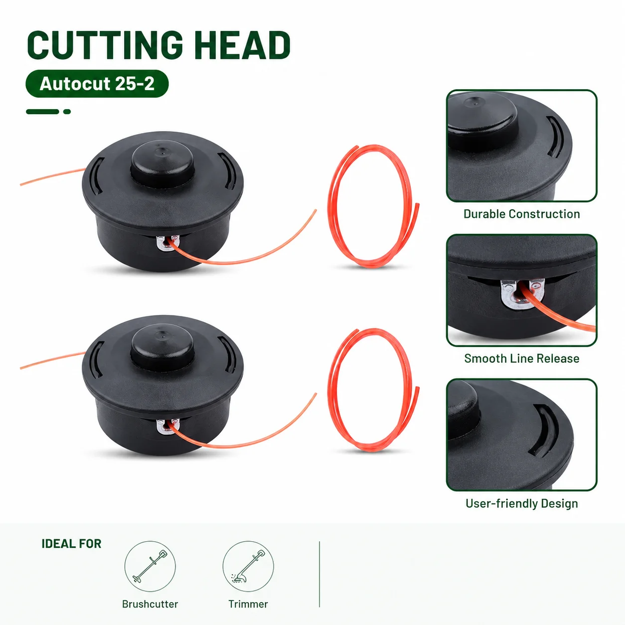 Фото Комплект из 2 режущих головок Autocut 25-2, совместимый с триммерами Stihl FS55, FS80, FS90, FS100, FS130, FR450, KM55, KM85, KM90, запчасти для кусторезов №4