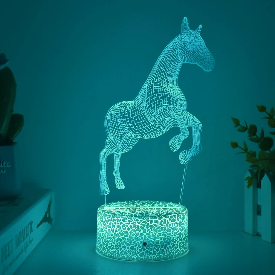 Nightdn Horse Illusion 3D ночник для детской комнаты прикроватная лампа 7 цветов меняющие