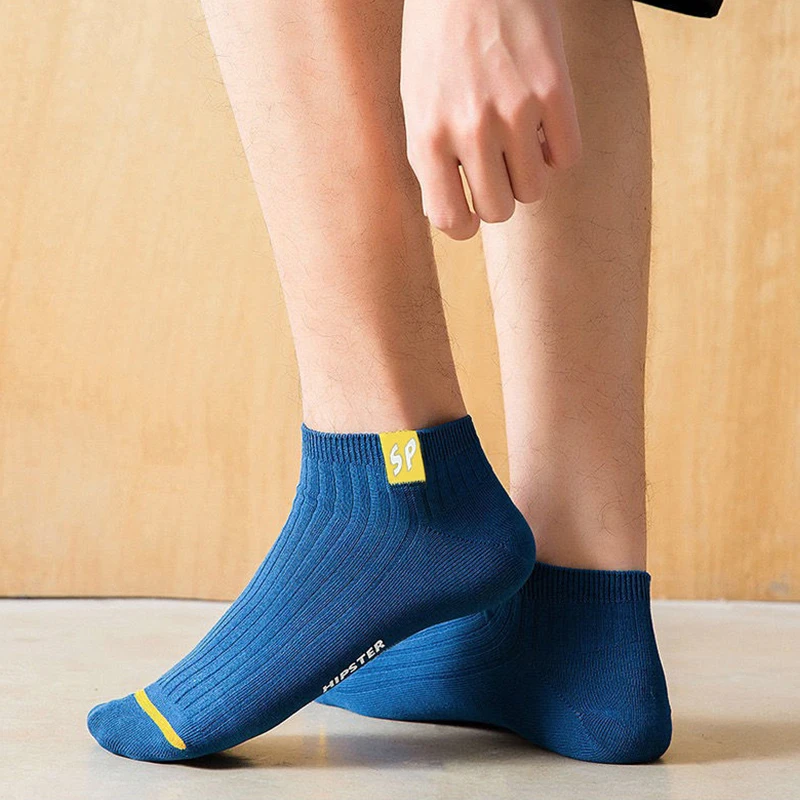 5 Pairs High Quality Men's Sweat Absorbent Casual Low Tube Student Sports Socks Spring Summer Autumn SP Letter Hipster Socks