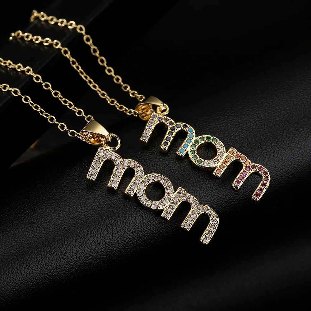 

Personality Creative Zircon Mama Letter Pendant Necklace for Mother Temperament Gifts