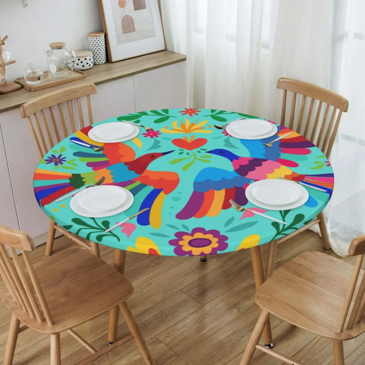 

Best Art Mexican Embroidery Floral Carnaval Seamless Tablecloth Backed Elastic Edge Table Cover Traditional Mexico Table Cloth