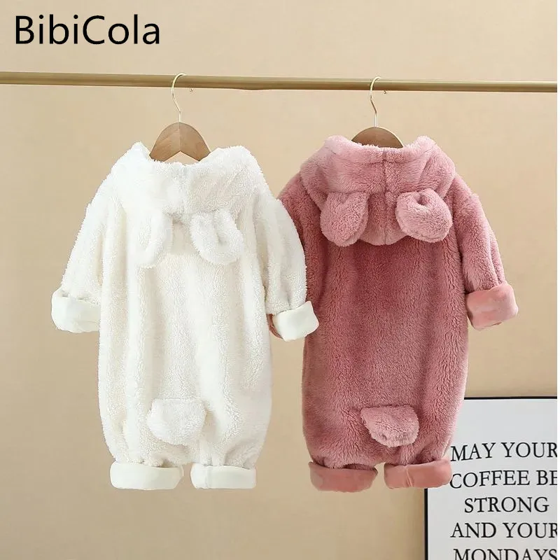 

Infant Flannel Warm Rompers Winter Baby Girl Boys Outerwear Newborn Bodysuit Baby Soft Pajama Rabbit Ears Cute Jumpsuit Overall