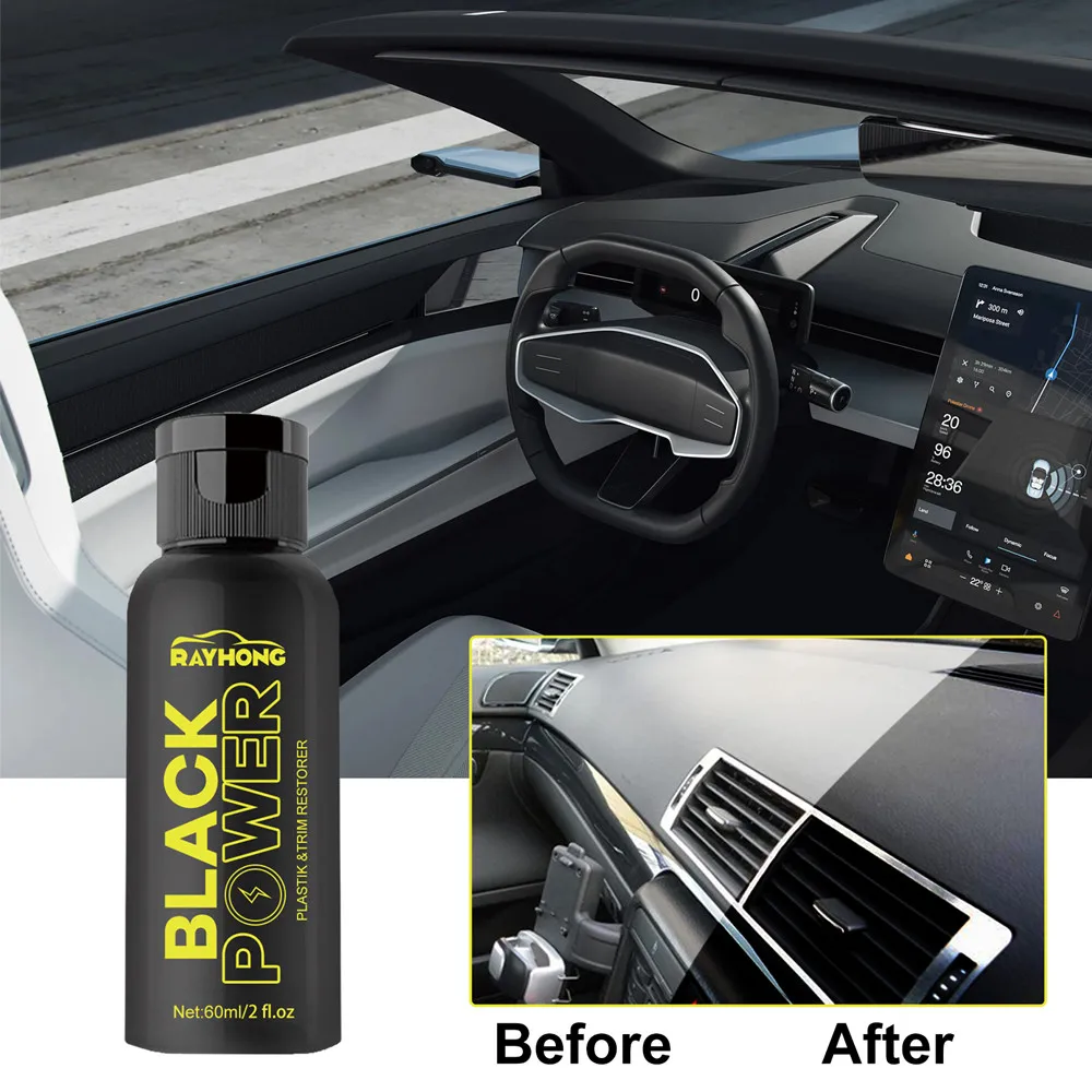 

60ml Plastic Renovator Restore Coating Car Polish Plastic Rubber Repair Refresh Clean Restorer Back To Black Gloss Car Detailing