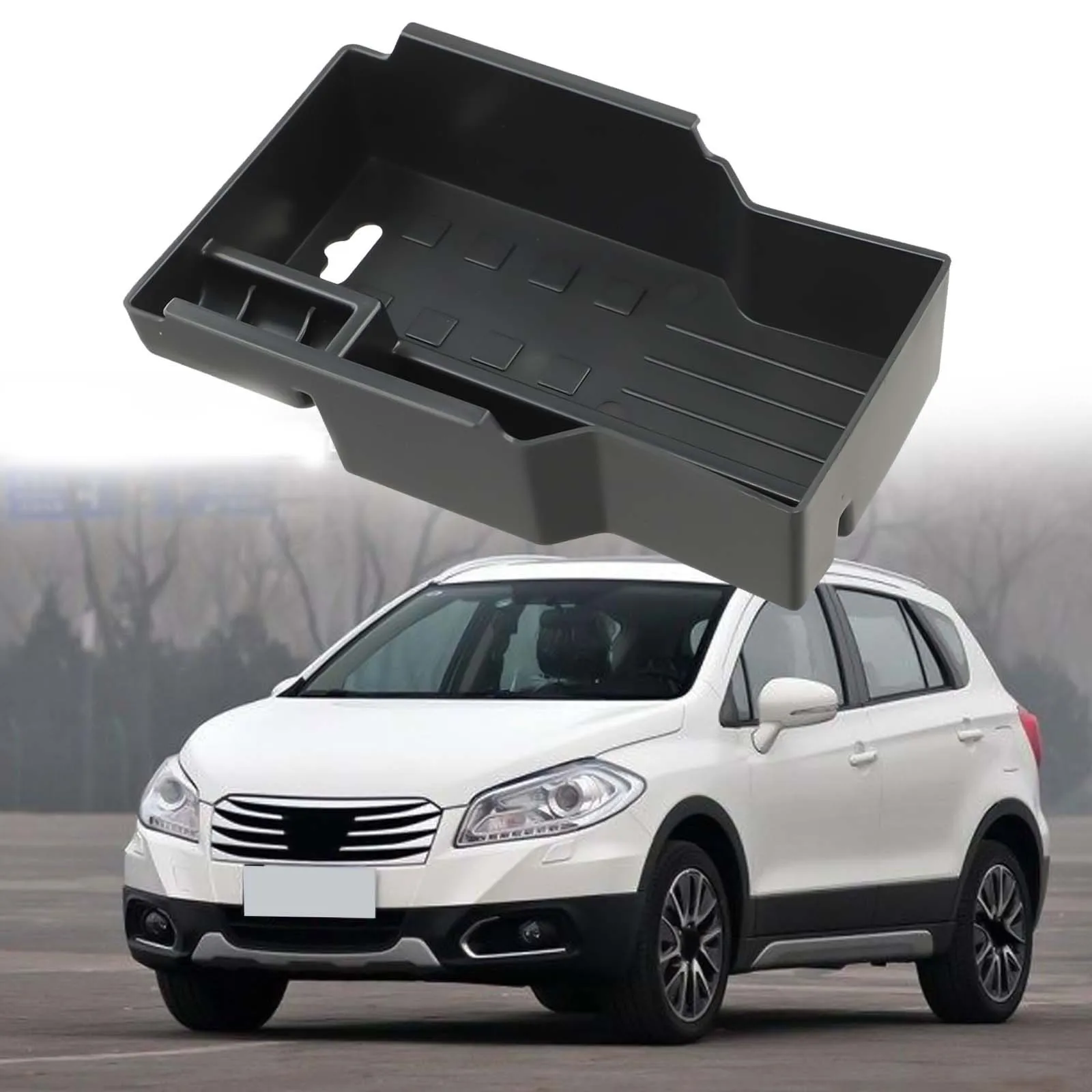 Фото Организация автомобиля Черный подлокотник SX4 S-Cross Storage Простая установка Высококачественная установка Пластиковый материал №2