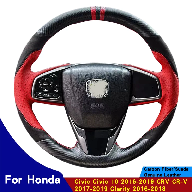 

Автомобильные аксессуары для ручного шитья, чехол на рулевое колесо черного цвета для Honda Civic 10 2016-2019, CRV Φ 2017-2019, четкость 2016-2018