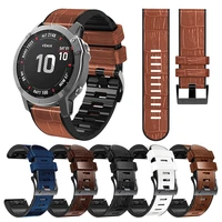 quickfit 22 26 leather silicone strap for garmin fenix 7 7x 6 6x 5 5x plus watch band for epix gen 2descent g1 solar bracelet