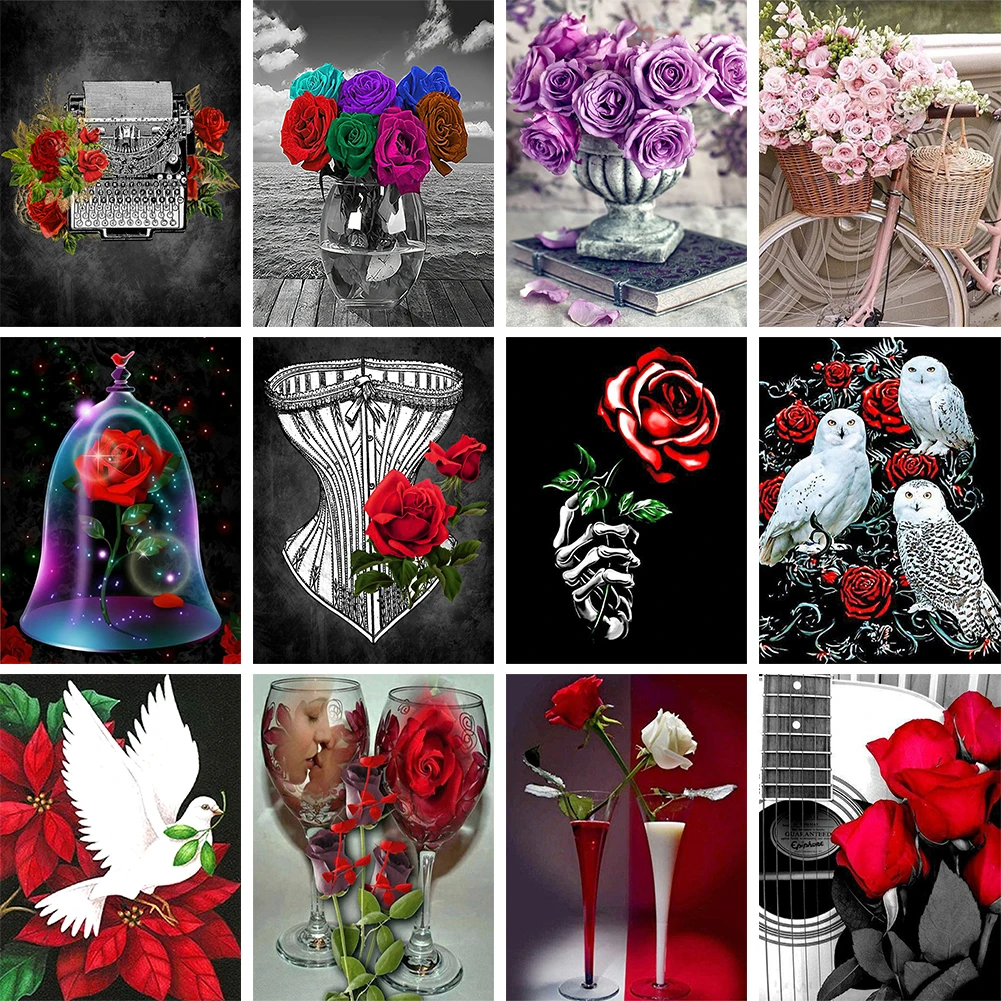 

5D «сделай сам», алмазная картина, серия розы, полностью круглая Алмазная вышивка, вышивка крестиком, стразы, аксессуары для декора