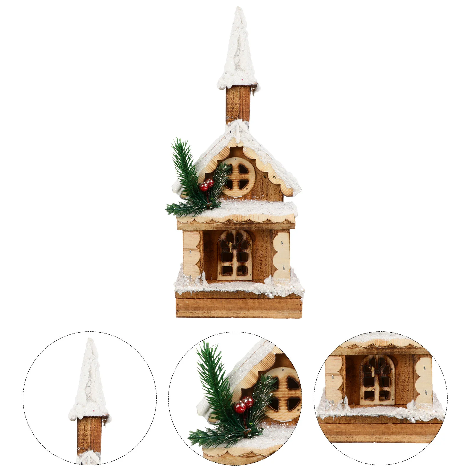 

1 Pc Christmas Wood House Ornament Xmas Luminous House Adornment (Battery)