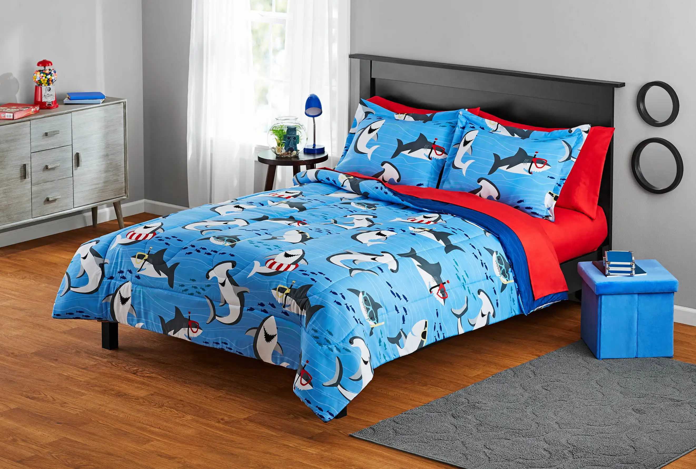 

Your Zone Blue Sharks 7 Piece Bed in a Bag Kids Bedding Set Full