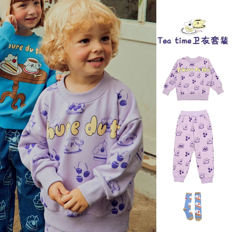 Купи Children's Sweatshirt 2022 Winter Purple Cartoon Plus Down Warm Boys Pullover Jacket Cotton Girls Sweatshirt Children's Clothing за 840 рублей в магазине AliExpress