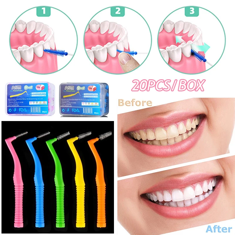 

20pcs Interdental Brush for Orthodontic Clean Between Teeth Dental Oral Hygiene Microbrush Mini Brush With Dust Cover