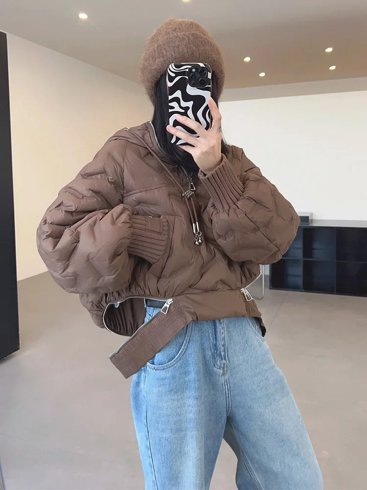 Куртка женская короткая зимняя на утином пуху Модный повседневный пуховик с
