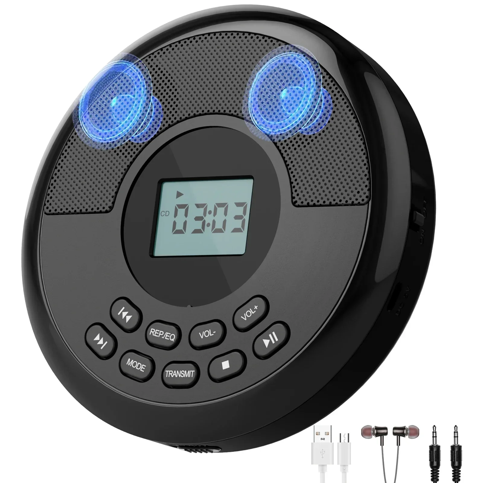 Портативный проигрыватель компакт-дисков MP3 с перезаряжаемым Bluetooth Discman