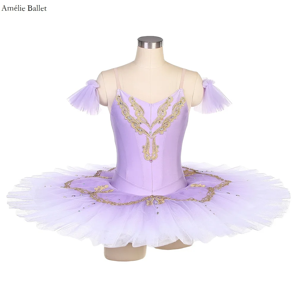 

BLL508 Lilac Spandex Pre-Professional Ballet Dance Tutu for Girls & Women Ballerina Dress Classical Pancake Tutus Solo Dress