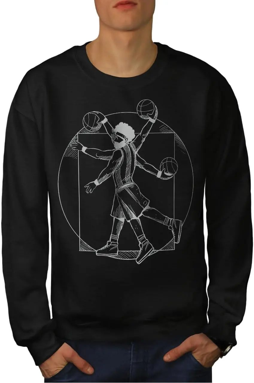 Wellcoda Баскетболист в витрувианском стиле спортивная мужская толстовка с эскизом