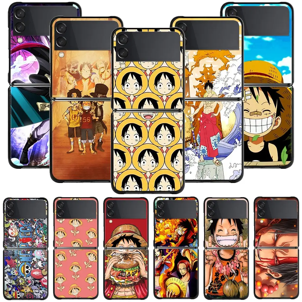 

Luffy Smile One Piece Phone Case For Samsung Galaxy Z Flip 3 Zflip3 5G Cover Shockproof Capa zflip ZF3 Hard PC Folding Cases