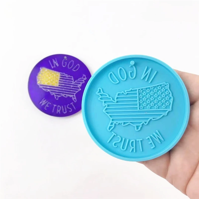 

U90E American Map Flag Keychain Epoxy Resin Mold Jewelry Pendant Silicone Mould DIY Crafts Decorations Ornaments Casting Tool