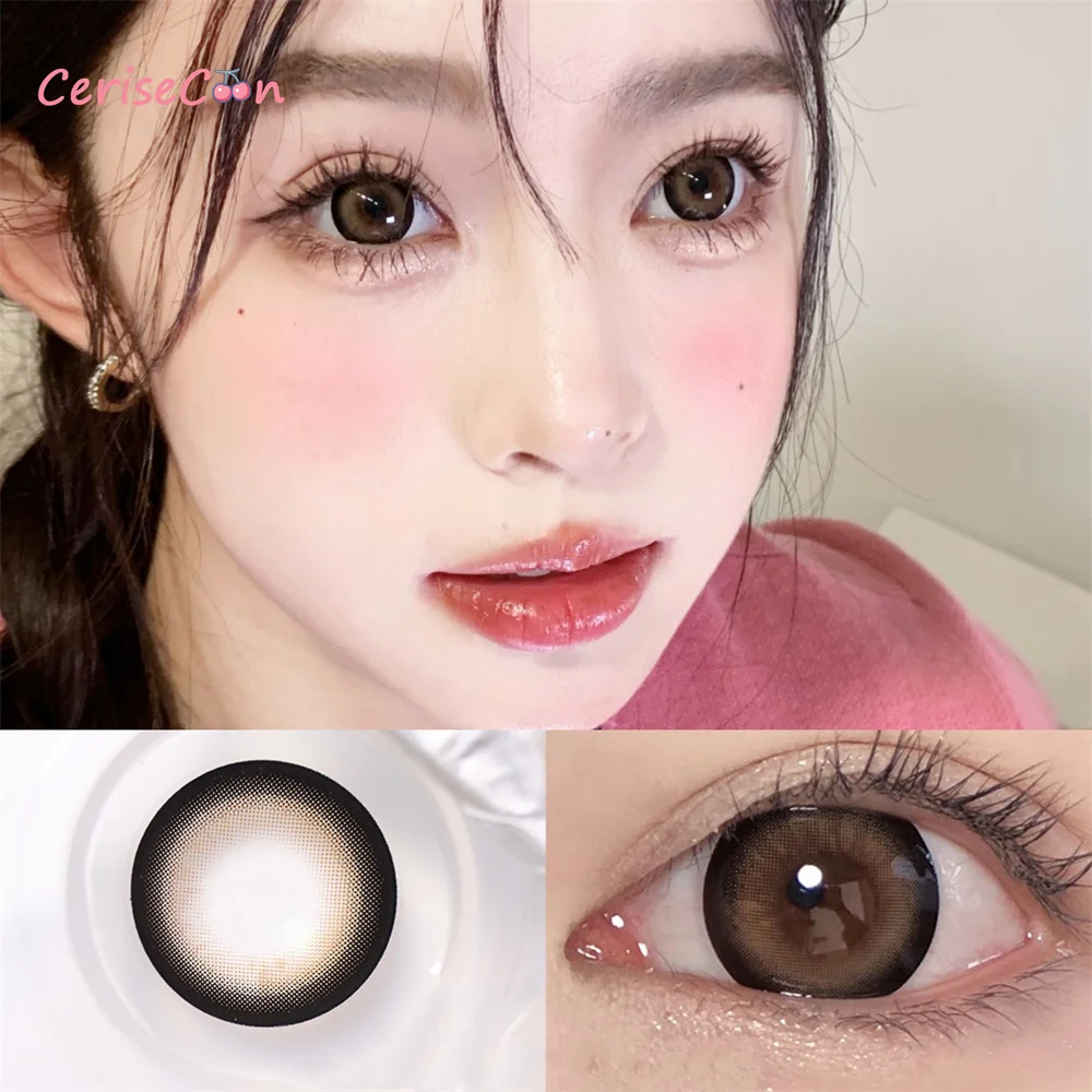 

Easycon Milk flakes Brown Colored Contact Lenses soft for eyes small Beauty Pupil myopia prescription degree yearly natural new