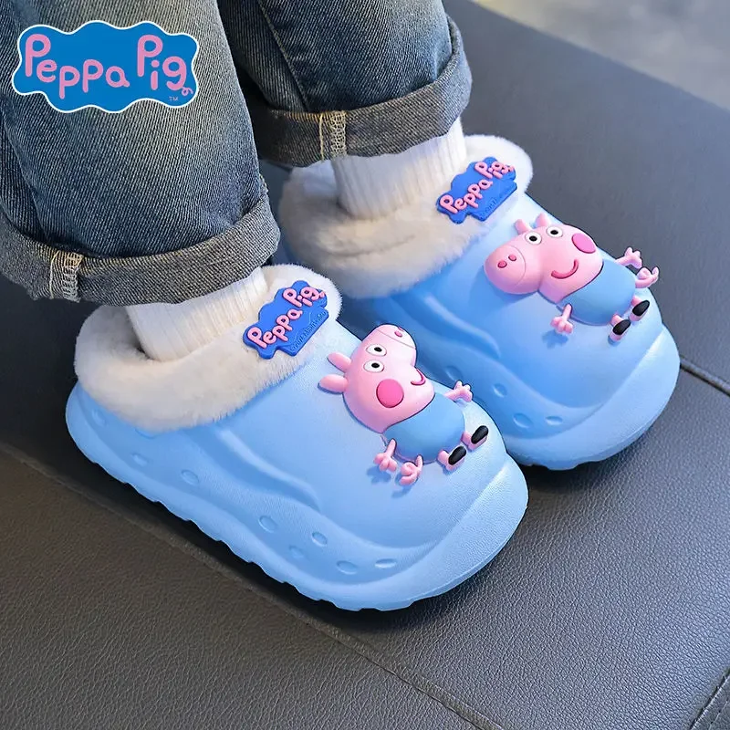 Хлопковые тапочки Свинка Пеппа зимние домашние теплые нескользящие