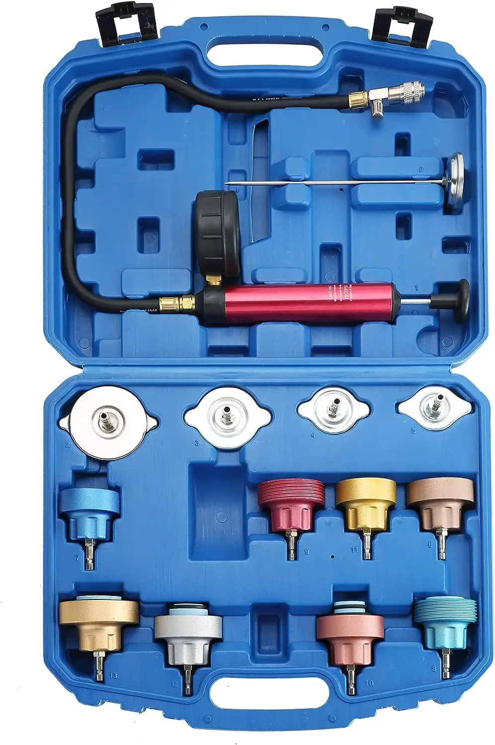 

Radiator Pressure Leakage Tester Kit, Automotive Cooling System Water Tank Leak Test Detector Set, Coolant Pressure Tester Kit