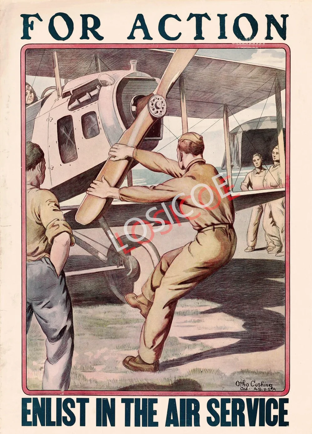 

FOR ACTION ENLIST IN THE AIR SERVICE WW II Military Poster Wall Sticker War Wall Art Mural Vintage Kraft Paper Print Painting