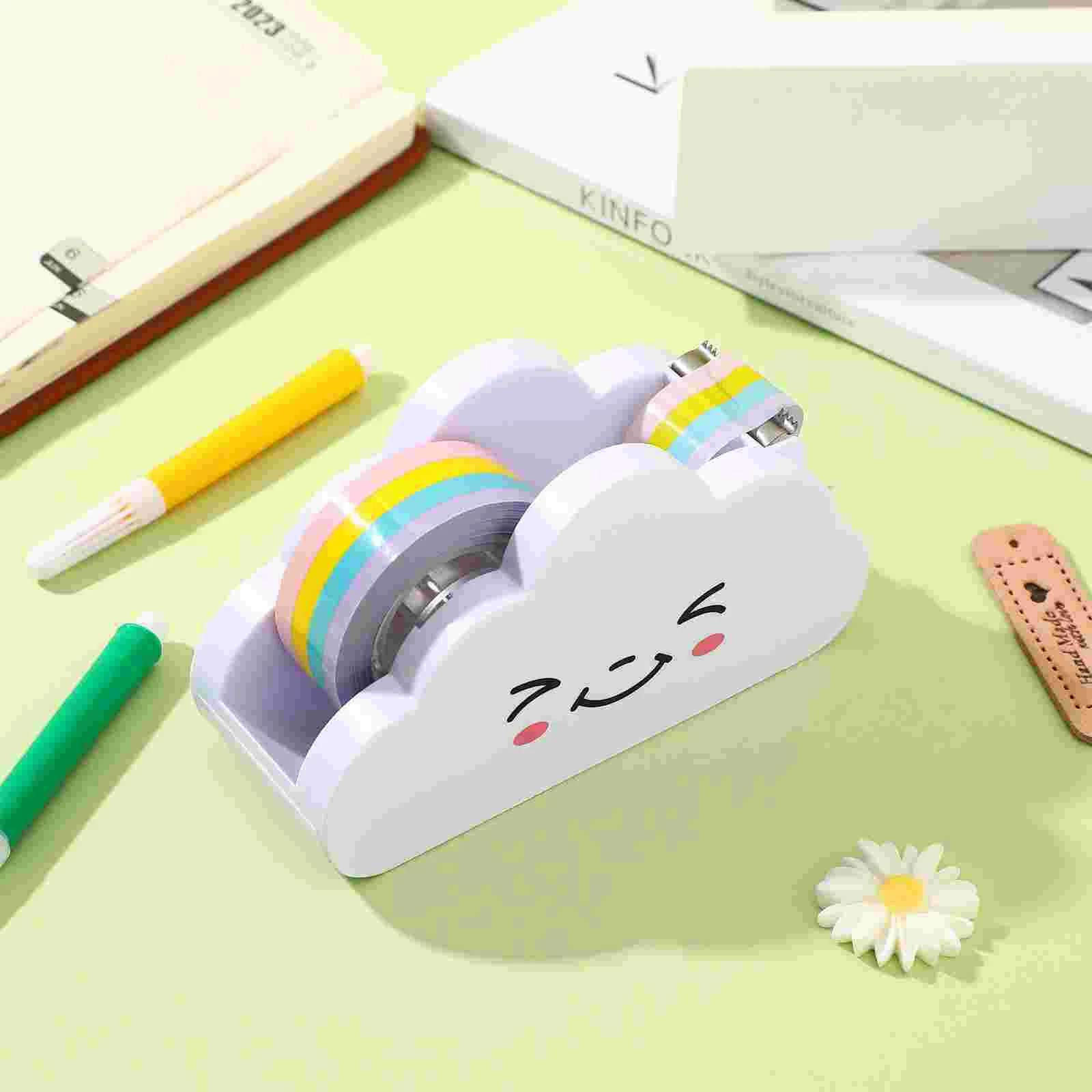 Tape Desktop Cloud Washi Tape Dispenser Desk Cute White Desktop Stationery Fun Rainbow Slicer Cutting Tool Plastic Kids Office