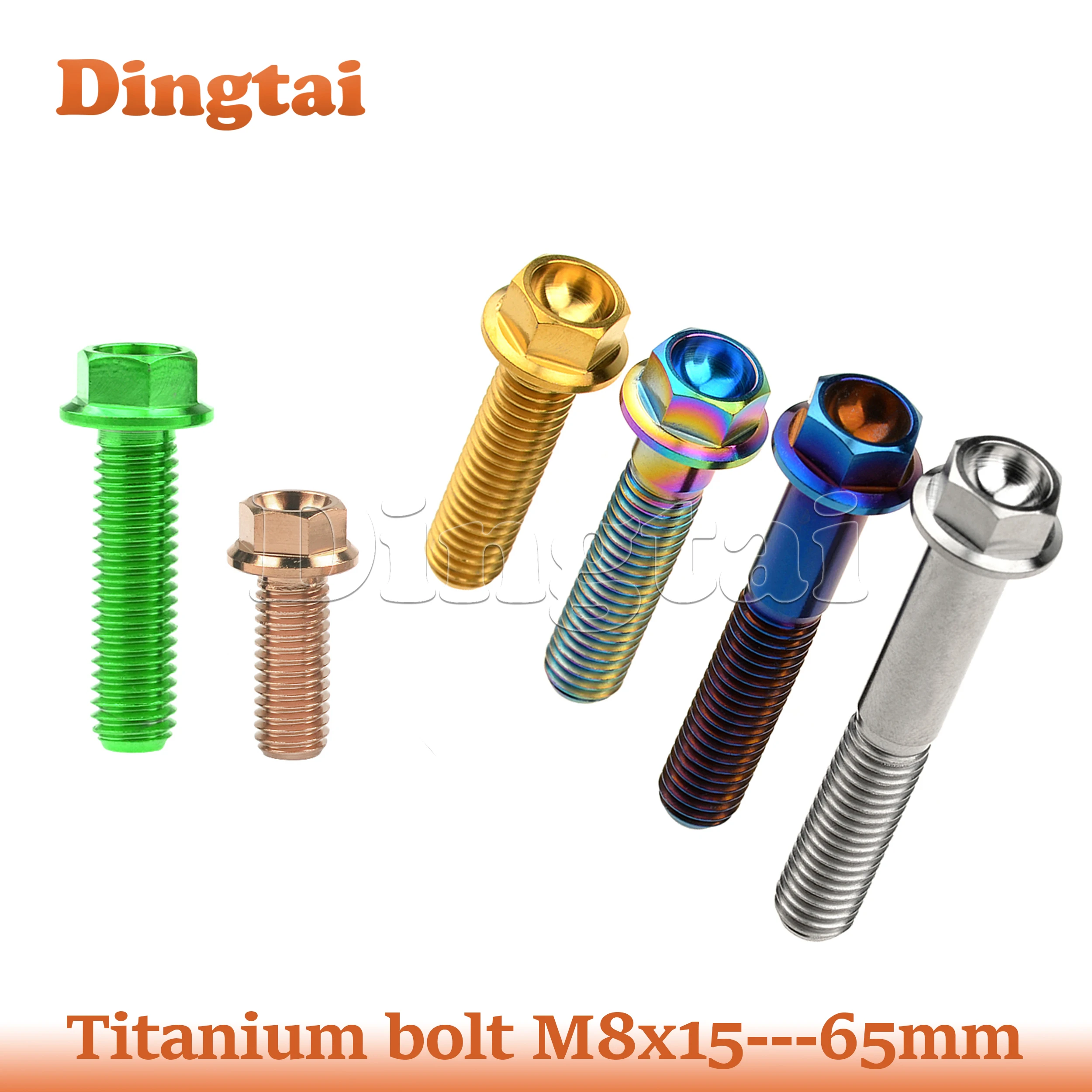 Фото Титановый фланцевый болт Dingtai M8x15/20/25/30/35/40/45/50/55/60/65 мм для автомобилей, мотоциклов №1