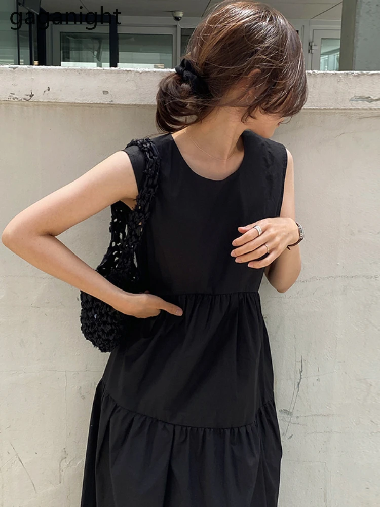 Gaganight женское плиссированное платье-жилет с круглым вырезом без рукавов 2022