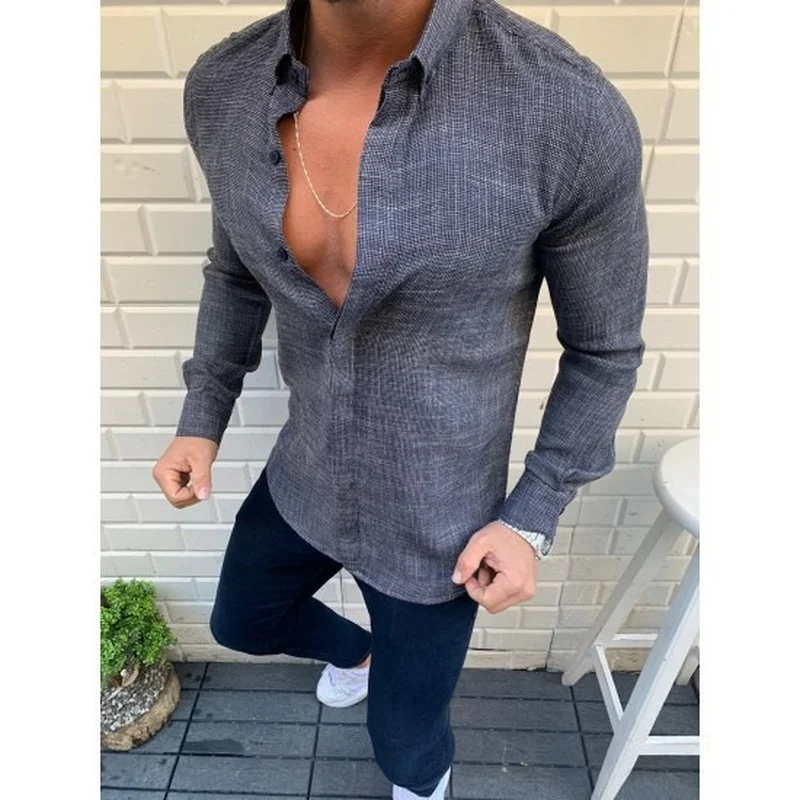 New Long Sleeve Men's Casual Double Access Cotton Shirt