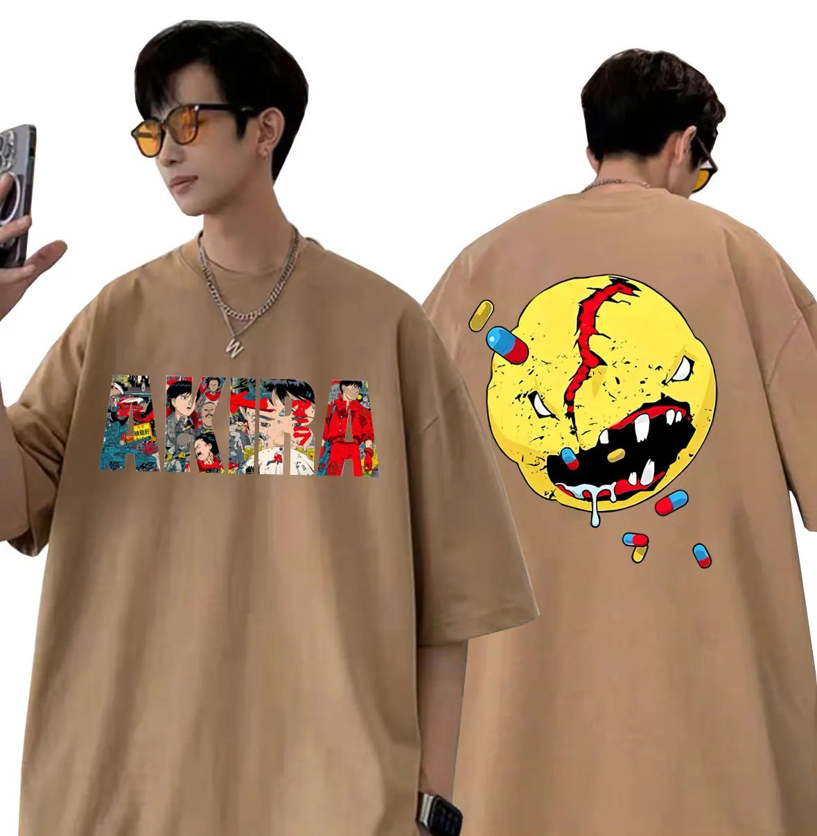 

Anime Action Sci-fi Suspense Akira Capsule Print T-shirts Men Vintage Manga Short Sleeve Tshirt Men's 90s Cartoon Tees Unisex