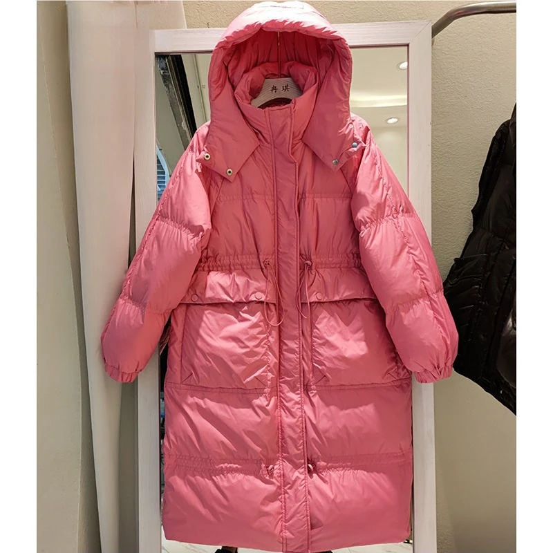 Winter Jacket for Women Down Jackets Long Hooded Coat Parkas Super Hot Tops Korean Fashion Loose White Duck Down Coat New