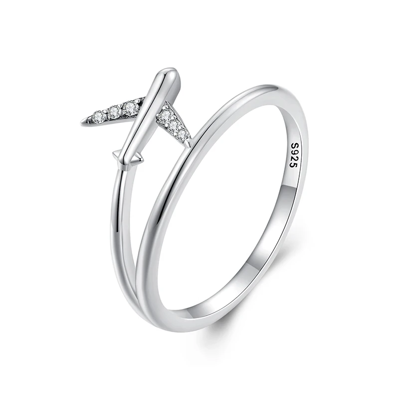 

Женское серебряное кольцо Bamoer, изысканное кольцо на палец в виде самолета, блестящее кольцо с кубическим цирконием, подарок на день рождения, изысканное ювелирное изделие, GXR967
