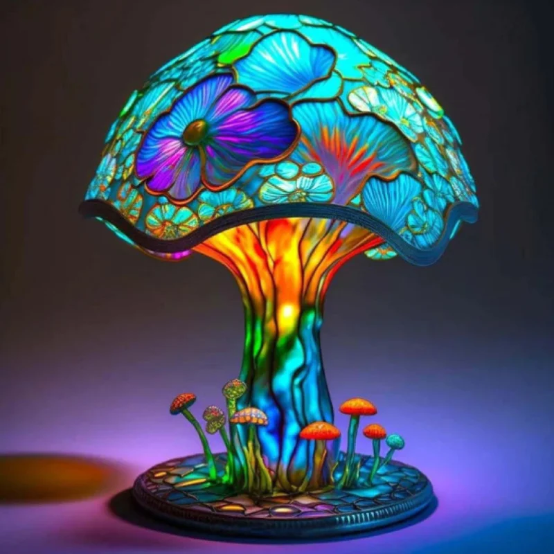 

Colorful Mushroom Glow USB Decoration, Room Decoration Home Courtyard Design Resin Craft