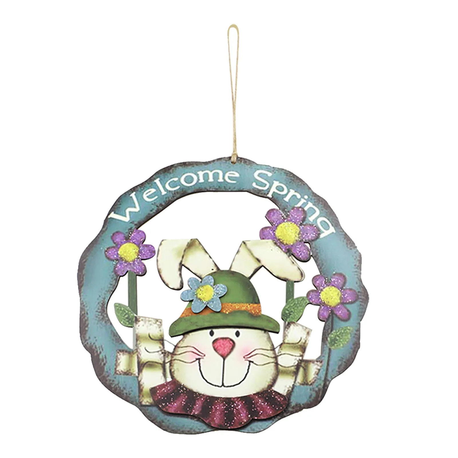 

Creepy Christmas Ornaments Decoration Wall Easter Wooden Wreath Rabbit Eggs Pendant Hanging Solid Green Christmas Ornaments