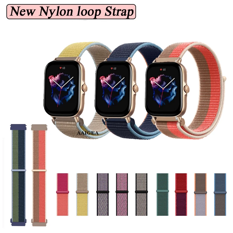 

22mm 20mm Nylon Strap For Amazfit GTS 2 2e GTS2 Mini GTS3 GTR 42mm 47mm GTR2 GTR3 Pro Bracelet Correa for Huami Bip Lite Band