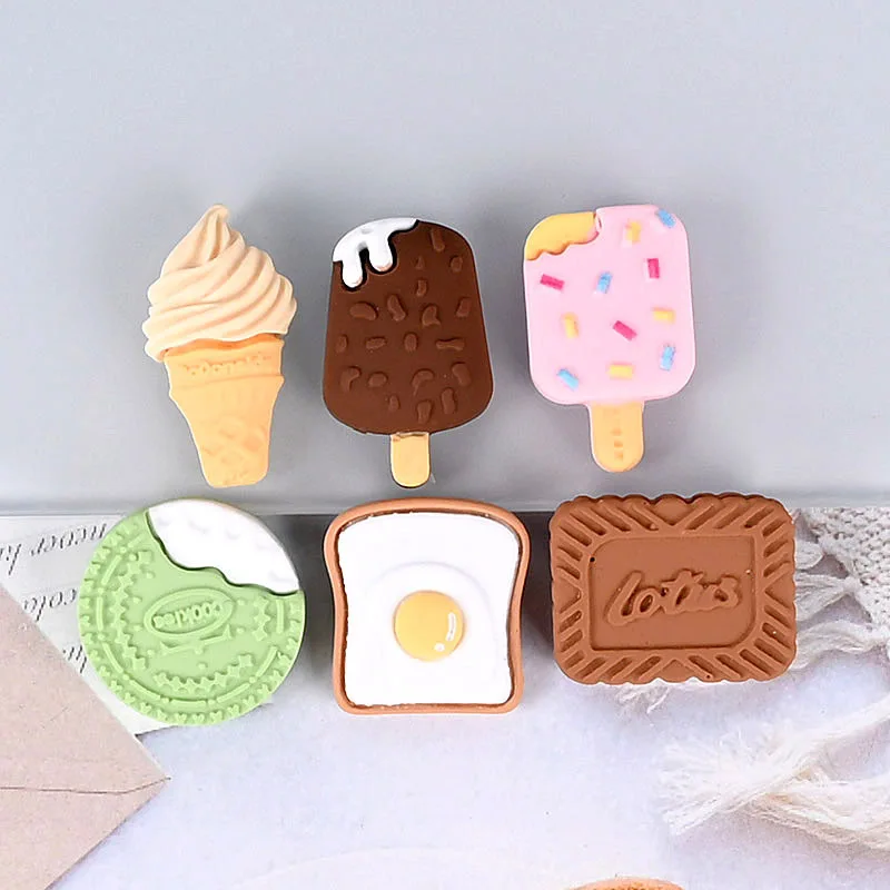 

10pcs New Simulated Ice-cream Biscuit Popsicle Ice-lolly Resin Pendant DIY Patch fit Keychain Earrings Charm Crafts Making R94