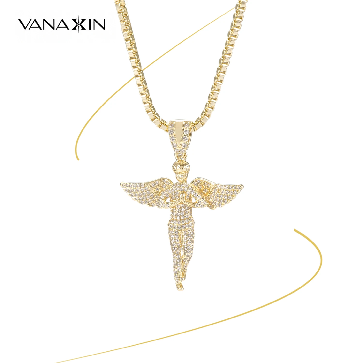 VANAXIN ангел крыло кулон ожерелье для женщин 5A кубический циркон богиня Шарм ювелирные изделия