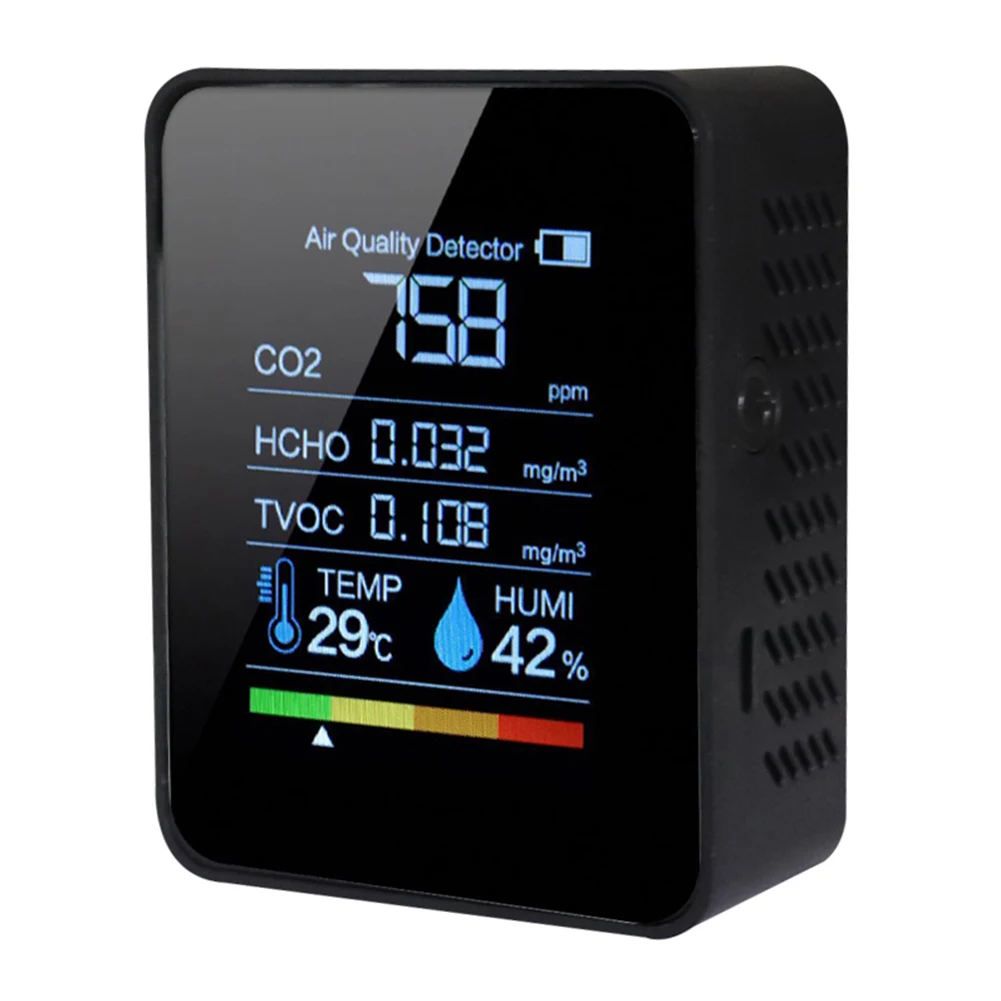 Монитор качества воздуха 5 в 1 ЖК-дисплей портативный детектор углекислого газа