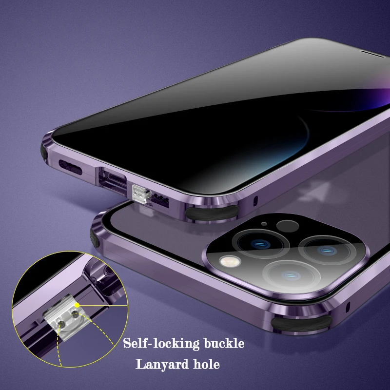 Anti Peep Magnetic Case For iPhone 14Pro 13Pro 12 11 Pro Max Privacy Screen Glass Cover Metal Bumper Camera Lens Protector Case